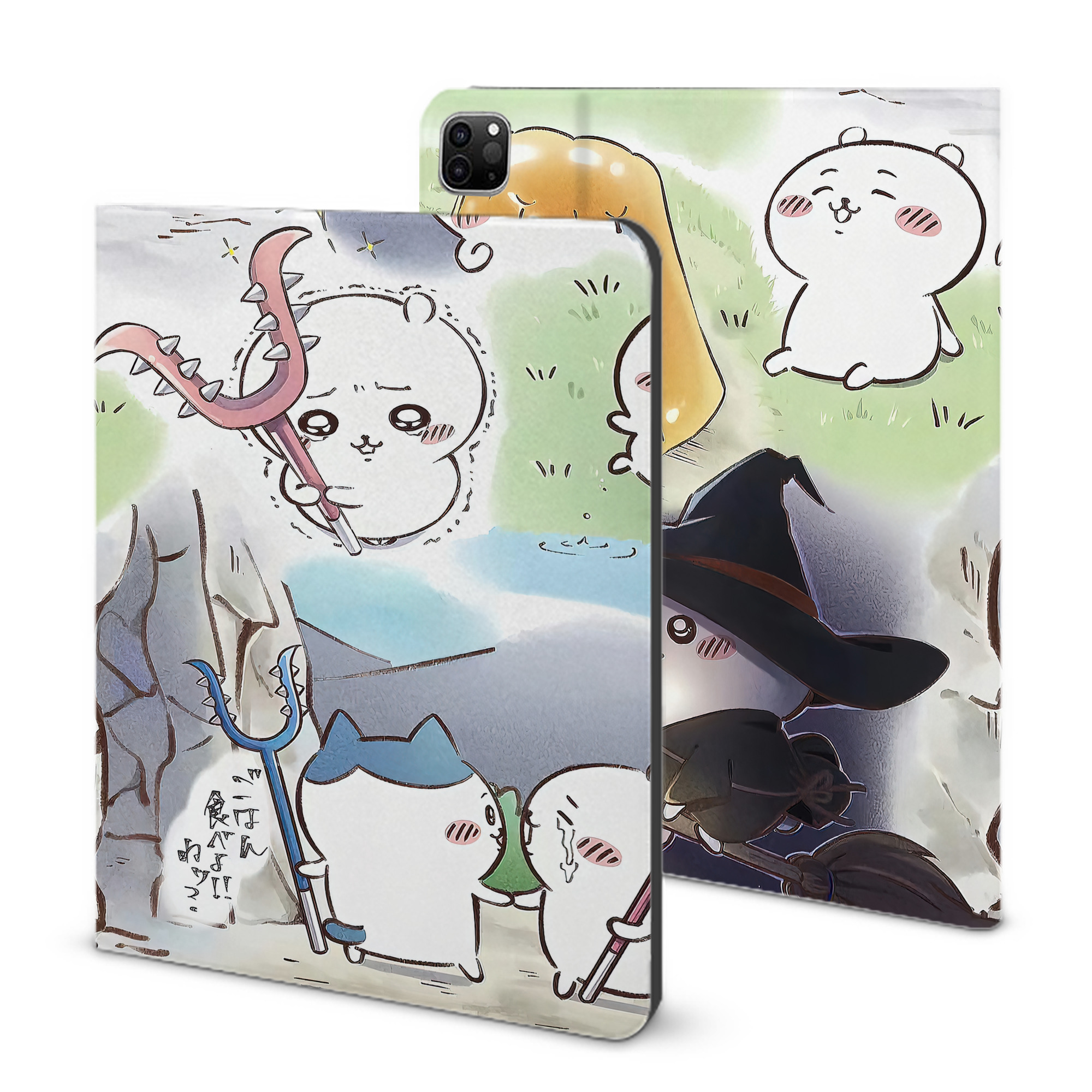 （画像用） ちいかわ Chii-kawa IPad ケース ブック型 PUレザー TPU 耐衝撃 軽量 薄型 ペン収納なし 全面保護 IPad 各モデル対応